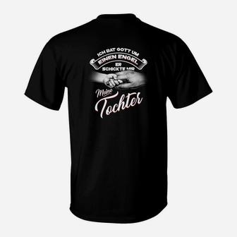 Engel Vater Tochter T-Shirt, Schwarzes Tee mit Spruch - Seseable