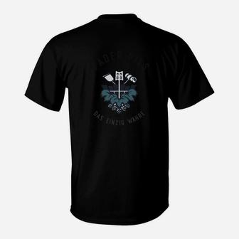 Herren T-Shirt mit Adler-Emblem & Motto, Schwarzes Design - Seseable