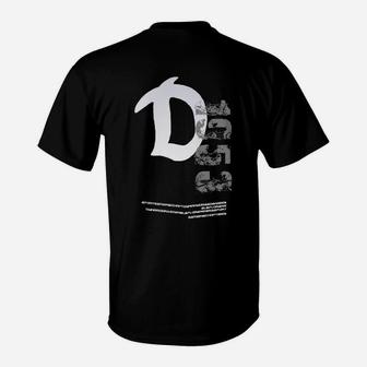Herren T-Shirt Schwarz mit Weißem Buchstaben D Design, Grafikdruck - Seseable