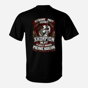 Herren T-Shirt Skorpion-Motiv Stärke & Weisheit – Mein Blut - Seseable