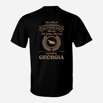 Individuelles Schwarzes T-Shirt, Deutschland-Georgia Herkunftsdruck - Seseable