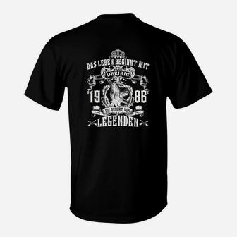 Jahrgang 1986 Legenden T-Shirt, Herren Schwarz mit Spruch - Seseable