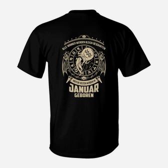 Januar Geboren Viking T-Shirt, Schwarzes Geburtsmonats-Design - Seseable
