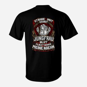 Löwenmotiv Herren T-Shirt Stärke mit Weisheit - Jungfrau - Seseable