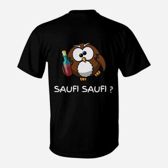 Lustiges Eulen-Motiv T-Shirt Saufi Saufi mit Flaschen-Design für Partys - Seseable