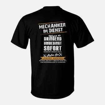 Lustiges Mechaniker-T-Shirt, Im Dienst - Dringende Reparaturen - Seseable