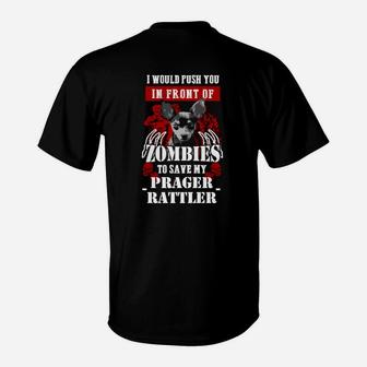 Lustiges Zombie-Hunde T-Shirt, Prager Rattler Motiv - Seseable