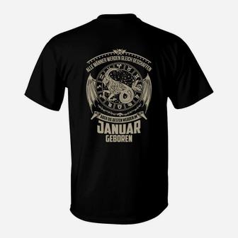 Motorrad & Geburtsmonat Januar Schwarzes T-Shirt, Geschenkidee - Seseable