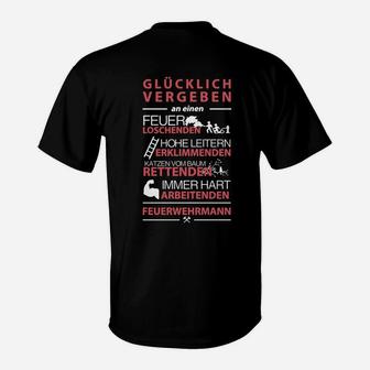 Personalisiertes Feuerwehrmann-T-Shirt Glücklich Vergeben, Lustiges Design - Seseable