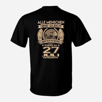 Personalisiertes T-Shirt 27. Juli Geburtstag, Flügel & Löwen Design - Seseable