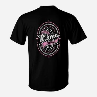 Retro Diner Stil T-Shirt Mama's Diner, Schwarz mit Rosa Highlights - Seseable