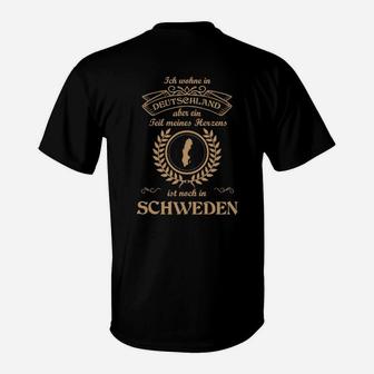 Schwarz T-Shirt Ehre der Wurzeln Deutschland-Schweden, Herkunfts-Design - Seseable