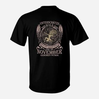 Schwarzes Adler T-Shirt, November-Geburtstag Spruch - Seseable