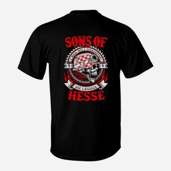 Schwarzes Biker T-Shirt Sons of Hesse, Motorrad-Design - Seseable