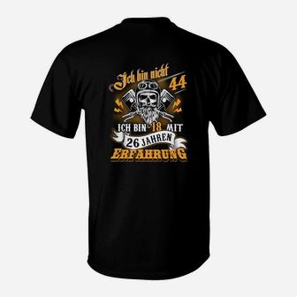 Schwarzes Geburtstags-T-Shirt Nicht 44, Lustiger Spruch mit Totenkopf - Seseable