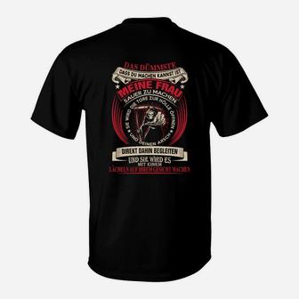 Schwarzes Herren T-Shirt mit Motorrad-Adler-Print & Meine Frau Slogan - Seseable