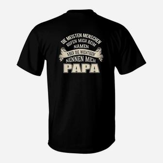 Schwarzes Herren T-Shirt Wichtigsten nennen mich Papa, Familienliebe Motiv - Seseable
