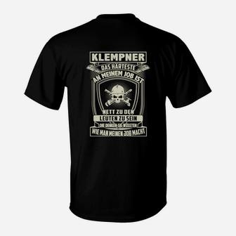 Schwarzes Klempner T-Shirt mit Stolz & Handwerk Spruch - Seseable