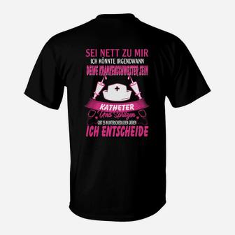 Schwarzes Krankenpflege T-Shirt, Lustiges Motiv mit Witzigem Spruch - Seseable