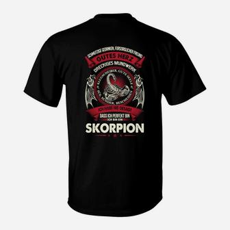 Schwarzes T-Shirt mit Skorpion-Design und Spruch, Grafikshirt - Seseable