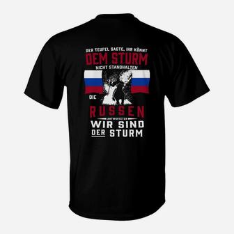 Schwarzes T-Shirt: Patriotischer Slogan & Wolf, Wir sind der Sturm - Seseable