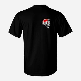 Schwarzes Totenkopf Tattoo-Stil T-Shirt, Modische Bekleidung für Herren - Seseable