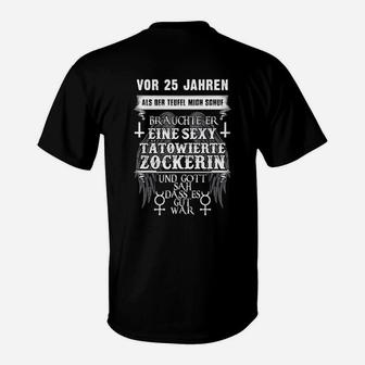 Sexy & Tätowierte 25-Jährige, Lustiges Jubiläums-T-Shirt in Schwarz - Seseable