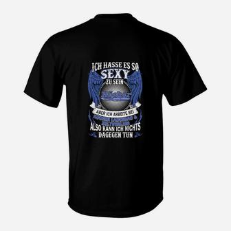 Sexy und Harter Arbeiter Spruch T-Shirt, Humorvolles Schwarz Tee - Seseable