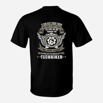 Techniker Motivations-Shirt mit Adler-Emblem, Stilvolles Schwarz - Seseable