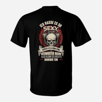Totenkopf und Tattoo Spruch T-Shirt, Lustiges Herren Shirt - Seseable
