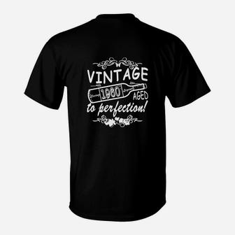 Vintage 1980 Aged to Perfection T-Shirt, Retro Geburtstags-Shirt Schwarz - Seseable