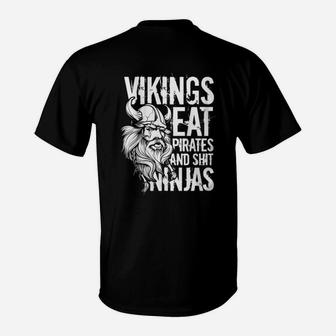 Wikinger T-Shirt Wikinger besiegen Piraten & Ninjas für Herren - Seseable