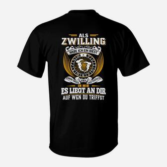 Zwilling Sternzeichen T-Shirt, Spruch und Adler Motiv - Seseable