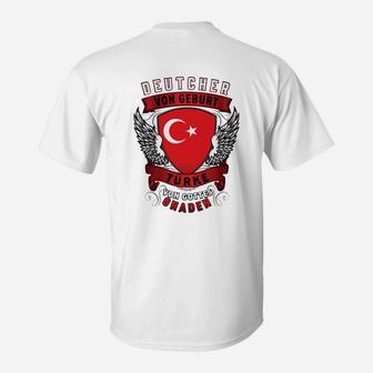 Herkunftsstolz Deutsch-Türkisch T-Shirt Flügelmotiv & Halbmond - Seseable