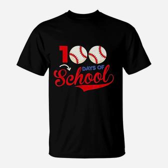 100 Days Of School Apparel 100th Day Baseball Teacher T-Shirt - Seseable