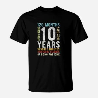 10th Birthday 10 Years Old Vintage Retro 120 Months T-Shirt - Seseable