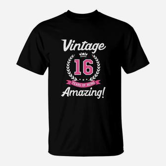16th Birthday Gift Vintage 16 Years Amazing T-Shirt - Seseable