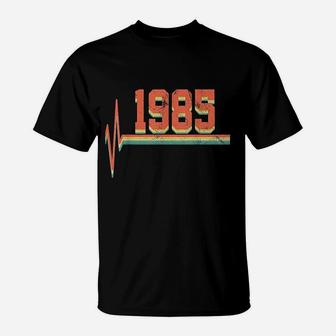 1985 Vintage Birthday Heartbeat Love Retro Vintage T-Shirt - Seseable