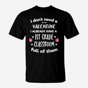 1st Grade Teacher Valentines Day T-Shirt - Seseable