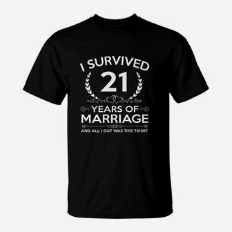 21st Wedding Anniversary Gifts Couples Husband Wife 21 Years T-Shirt - Seseable