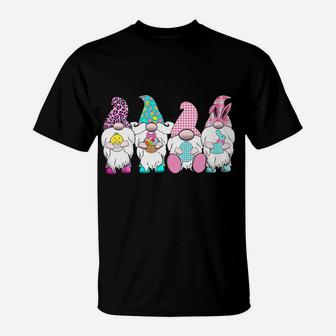 4 Easter Gnomes Pastel Spring Bunny Ears Gingham Rabbit T-Shirt - Seseable