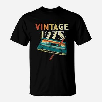 46 Years Old Gifts Vintage 1975 Music Cassette 46th Birthday T-Shirt - Seseable