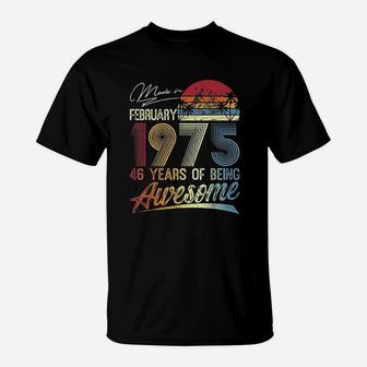 47th Birthday Gifts Vintage Retro February 1975 47 Years Old T-Shirt - Seseable