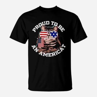 4th Of July Cat Proud To Be An Americat T-Shirt - Seseable