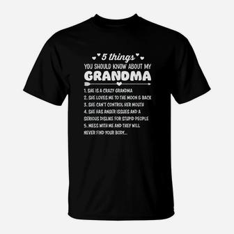5 Things You Should Know About My Grandma Funny Grandma T-Shirt - Seseable