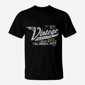 50th Birthday Gift Vintage 1971 Aged To Perfection Vintage Racing T-Shirt - Seseable