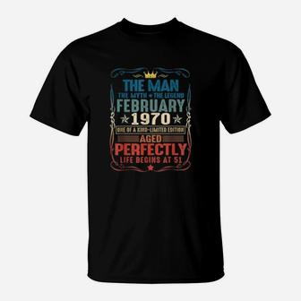 52nd Years Old Gift Vintage February 1970 Vintage 1970 T-Shirt - Seseable