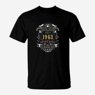 58 Years Old Made Born In 1963 Vintage 58th Birthday Gift T-Shirt - Seseable