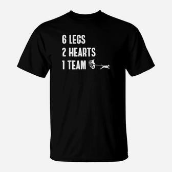 6 Beine 2 Herzen 1 Team Lustig Hund Laufen Canicross T-Shirt - Seseable