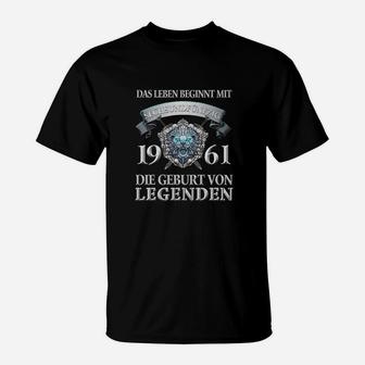 61. Geburtstag T-Shirt 1961 Vintage Uhr, Legenden Geburt - Seseable